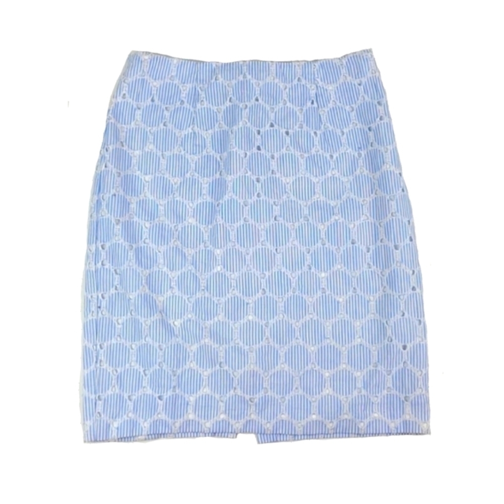 Banana Republic  Eyelet Gingham Pinstripe Skirt in Blue, White, Size 4